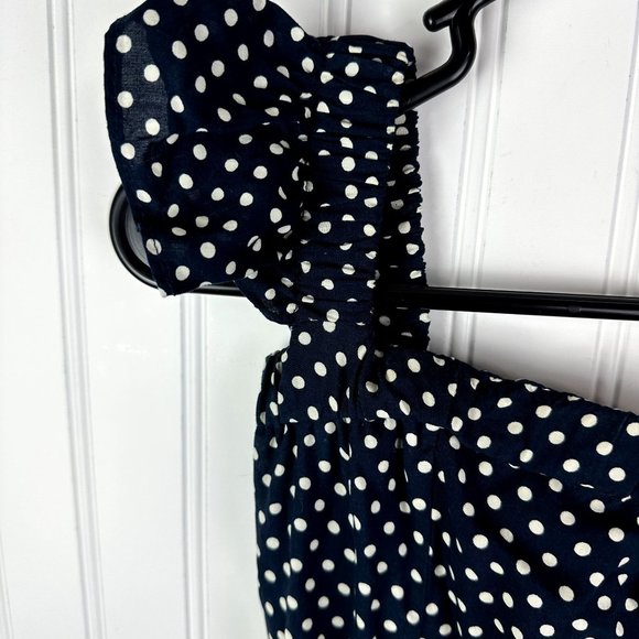 Lulu's Navy Blue Polka Dot Maxi Dress off the shoulder size XS - Picture 2 of 5